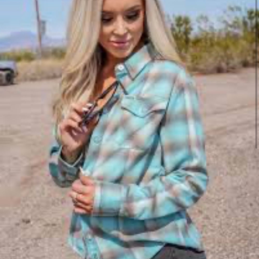 DIXXON womens the goldy Plaid Button-Up long sleeve Shirt size medium